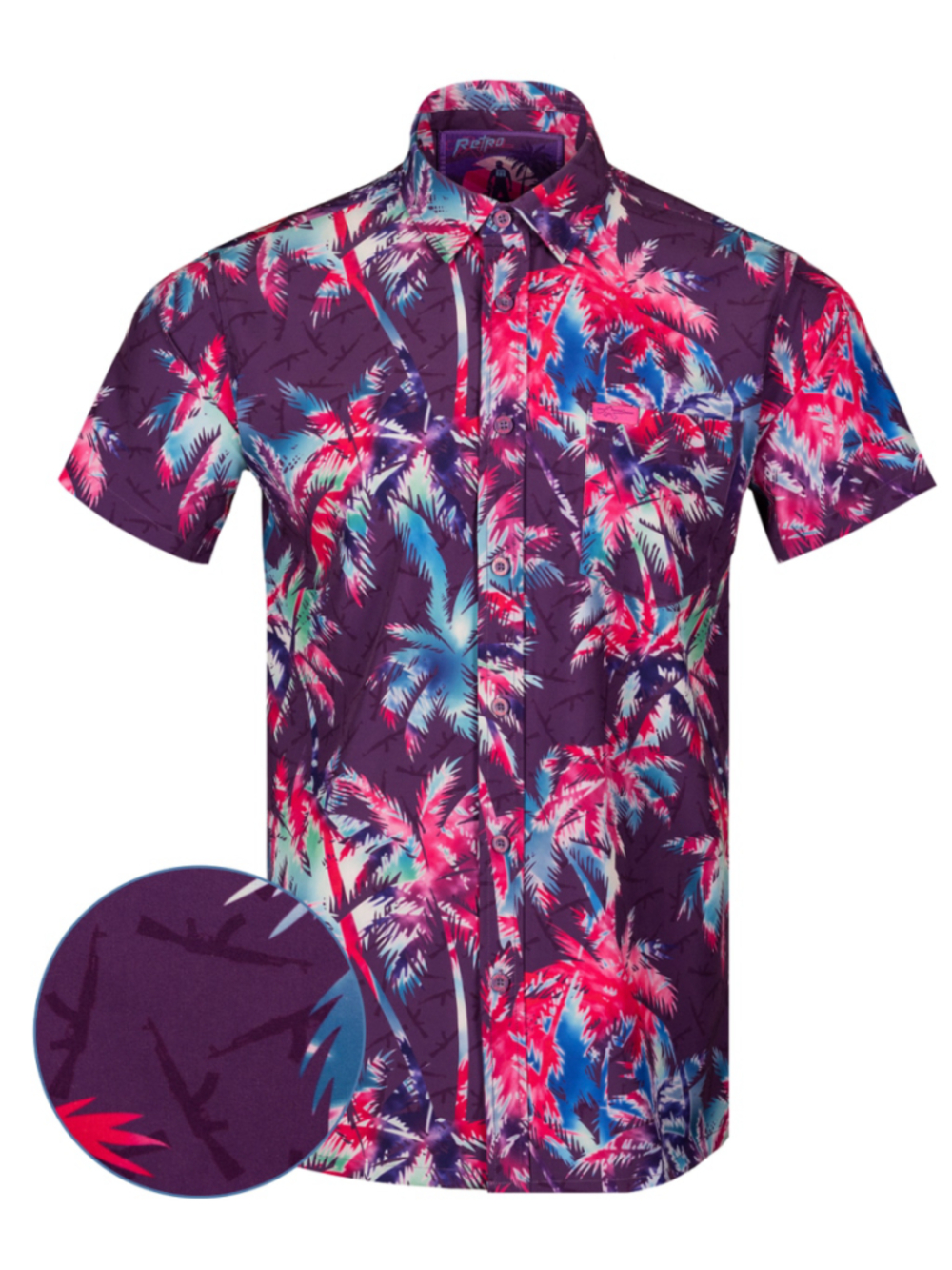 Retro Rifle AK'S AND VACAYS (PURPLE) BUTTON DOWN Shirt Mens size medium
